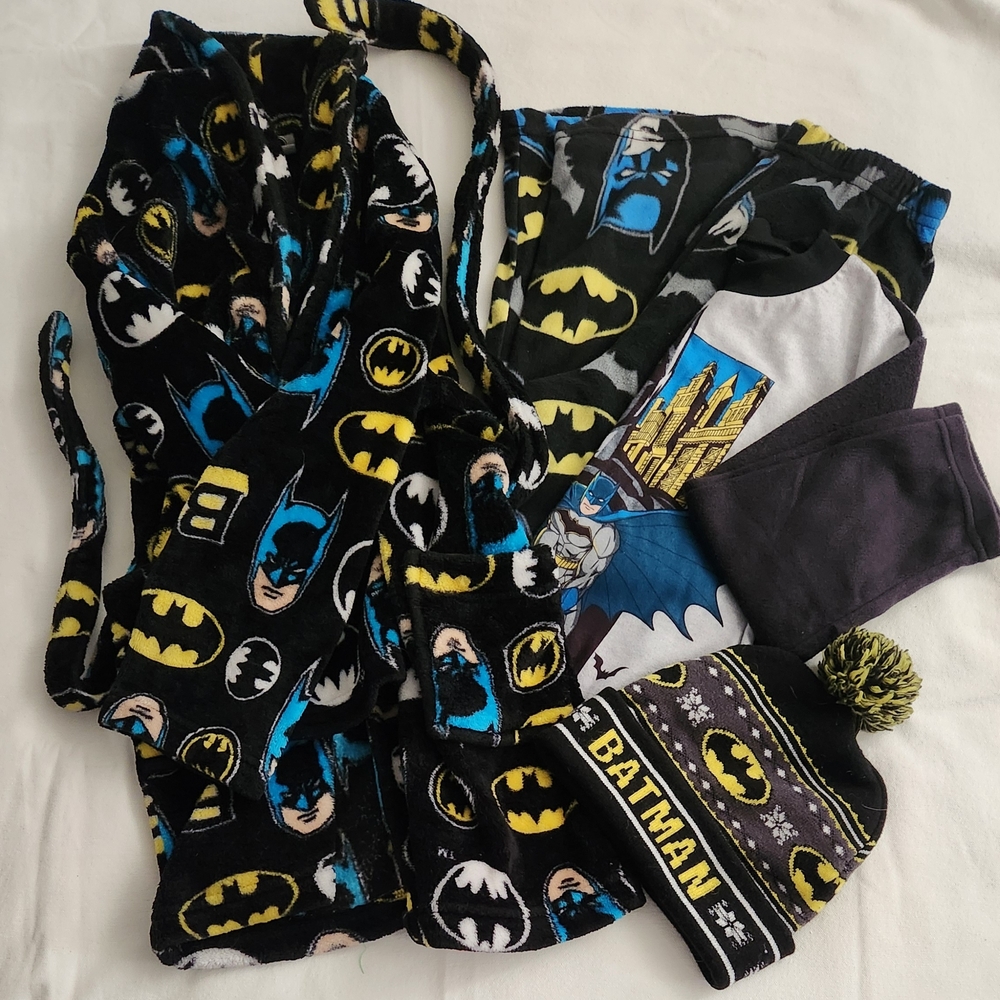 Batman Black Flame Resistant Pajama Set With Hat